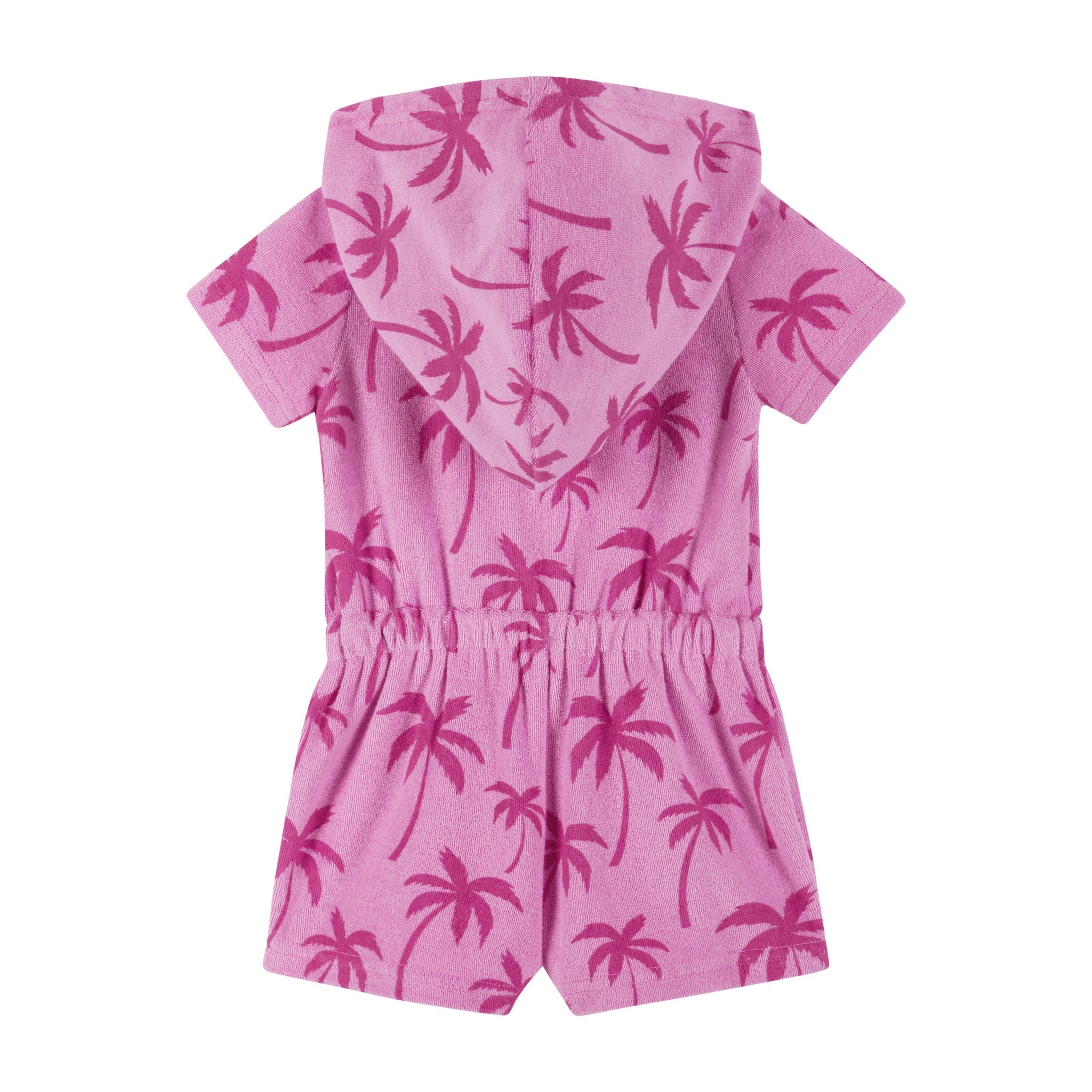 Infant Pink Palms Hooded Terry Romper