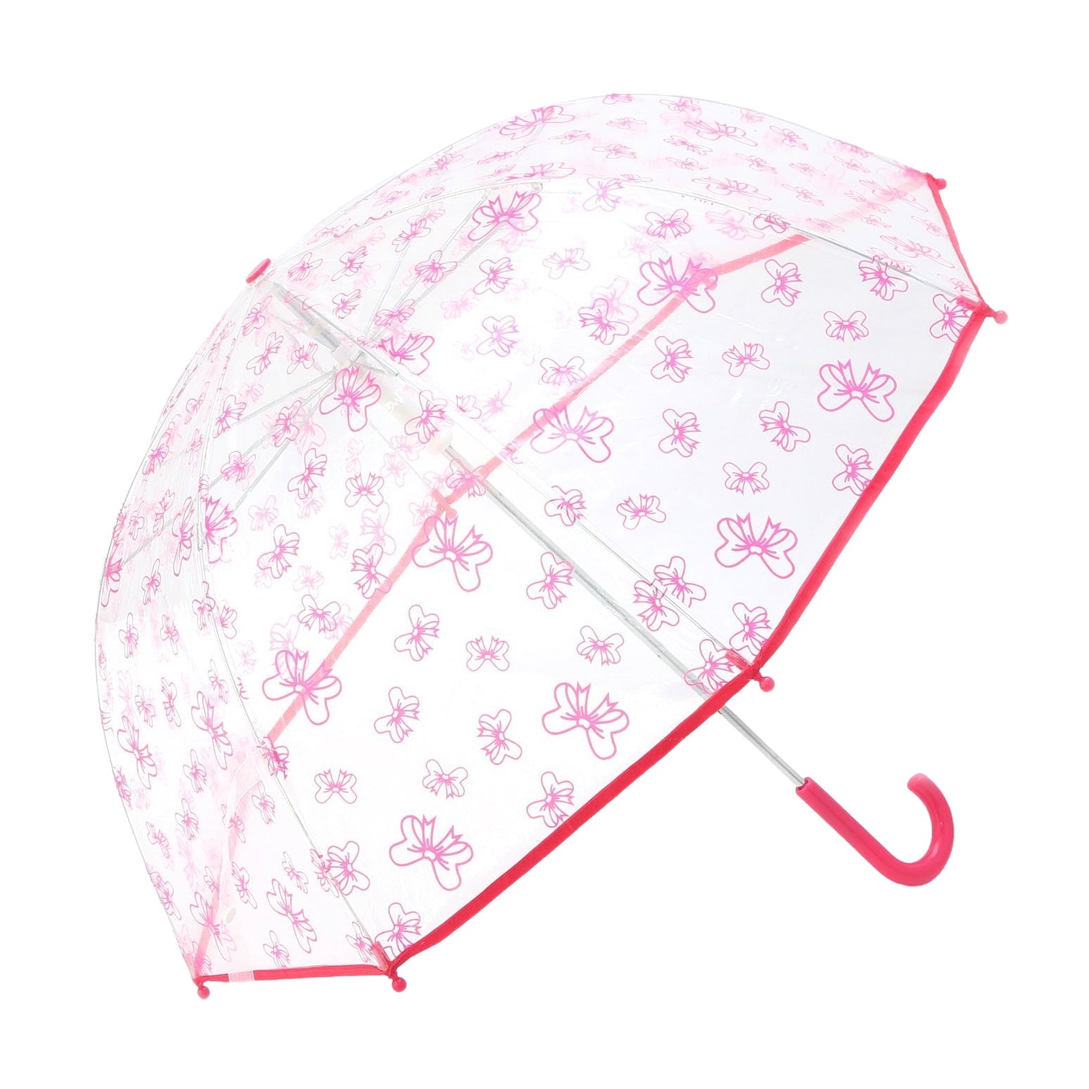 Clear Umbrella with Fuchsia Bow Print