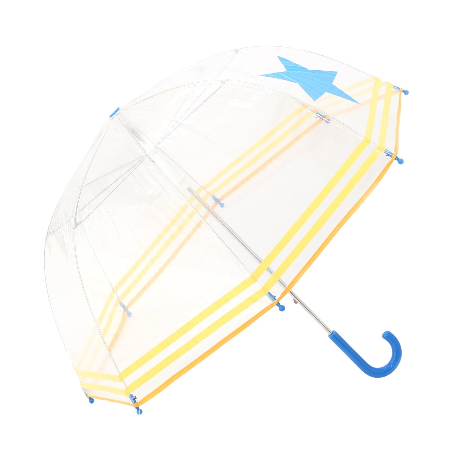 Clear Umbrella with Blue Star and Yellow Trim