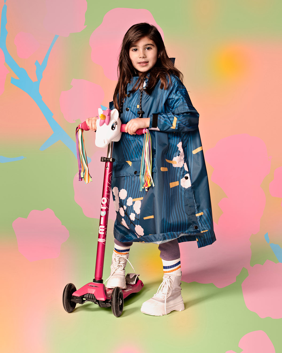 Kids Rain Poncho Japanese Blossom