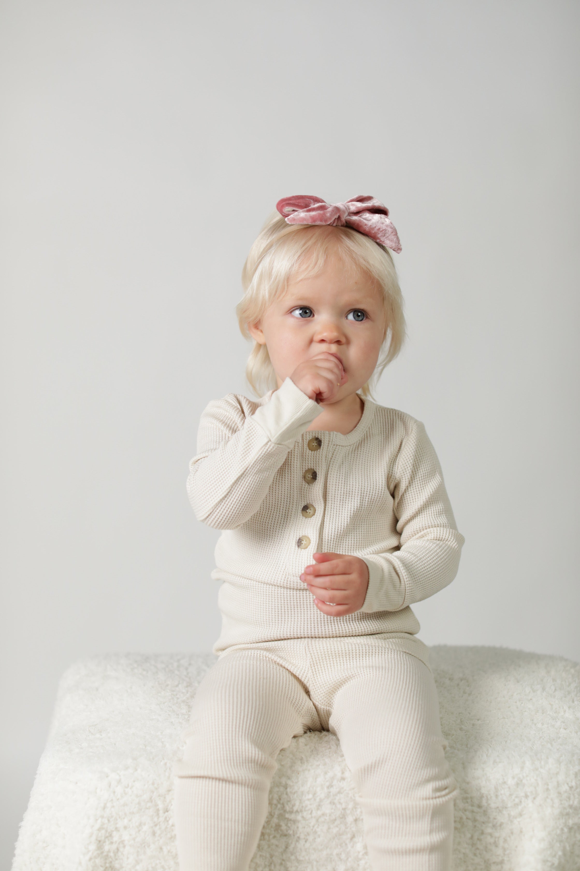 Beatrice || Thermal Baby Long Sleeve Henley Top And Bottom Set