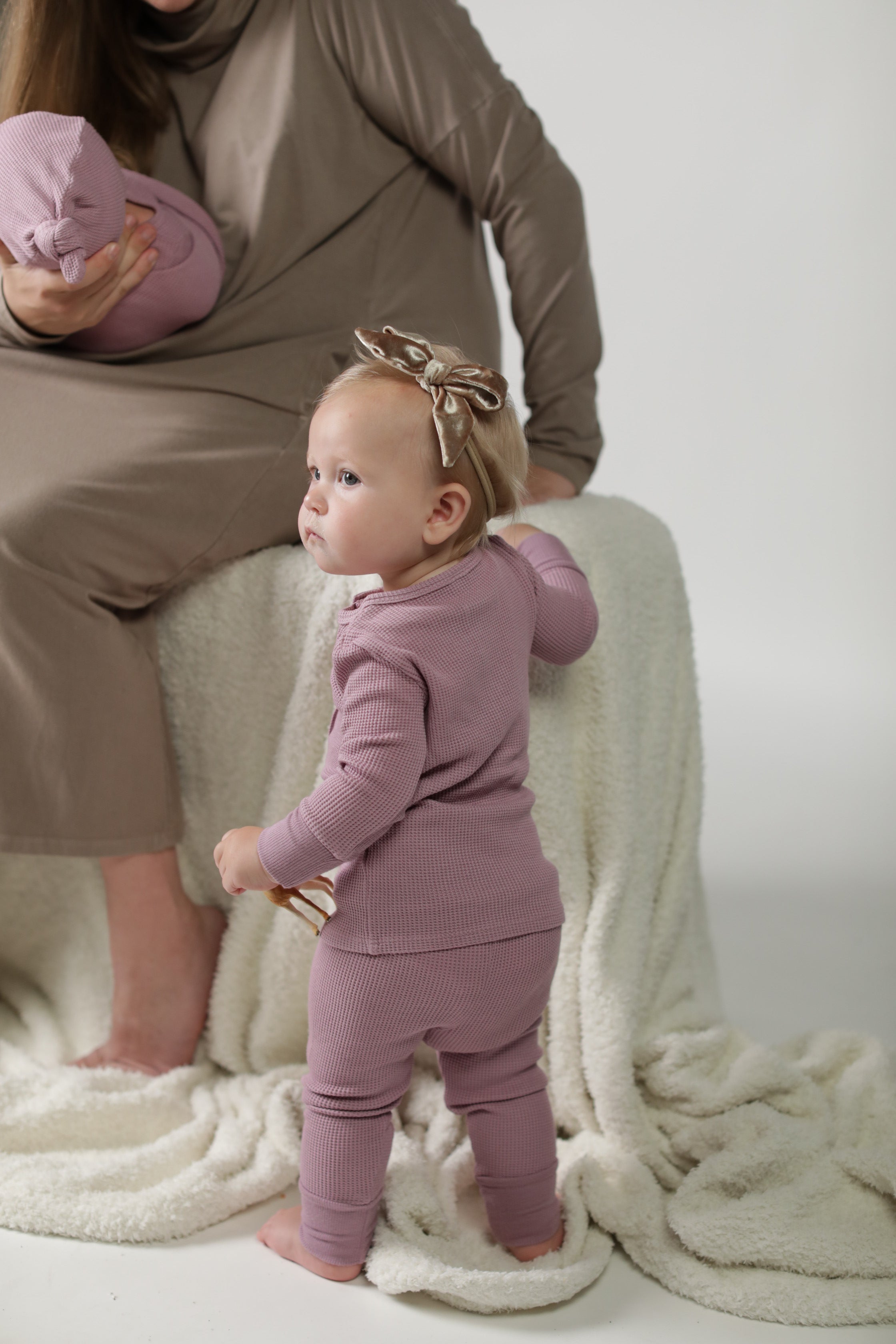 Beatrice || Thermal Baby Long Sleeve Henley Top And Bottom Set