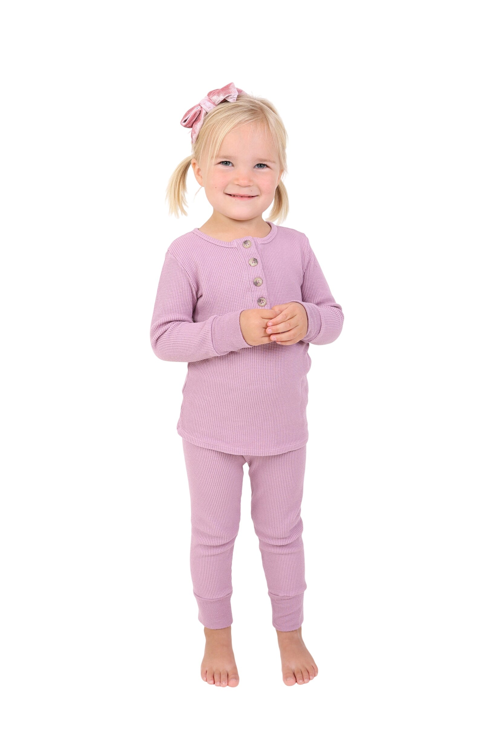 Beatrice || Thermal Baby Long Sleeve Henley Top And Bottom Set