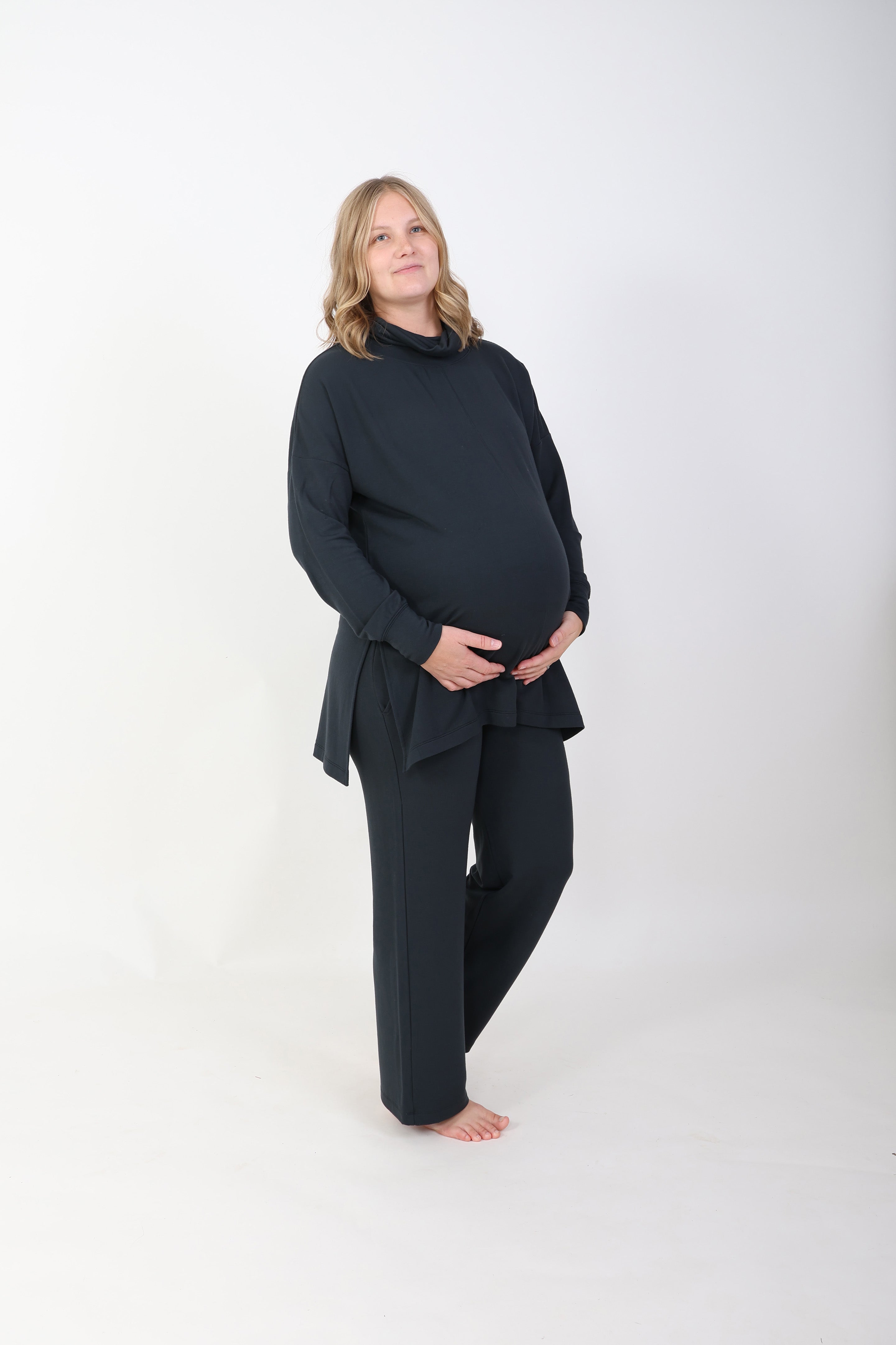 Ruby || Modal Spandex Maternity Loungewear Long Sleeve Cowl Top