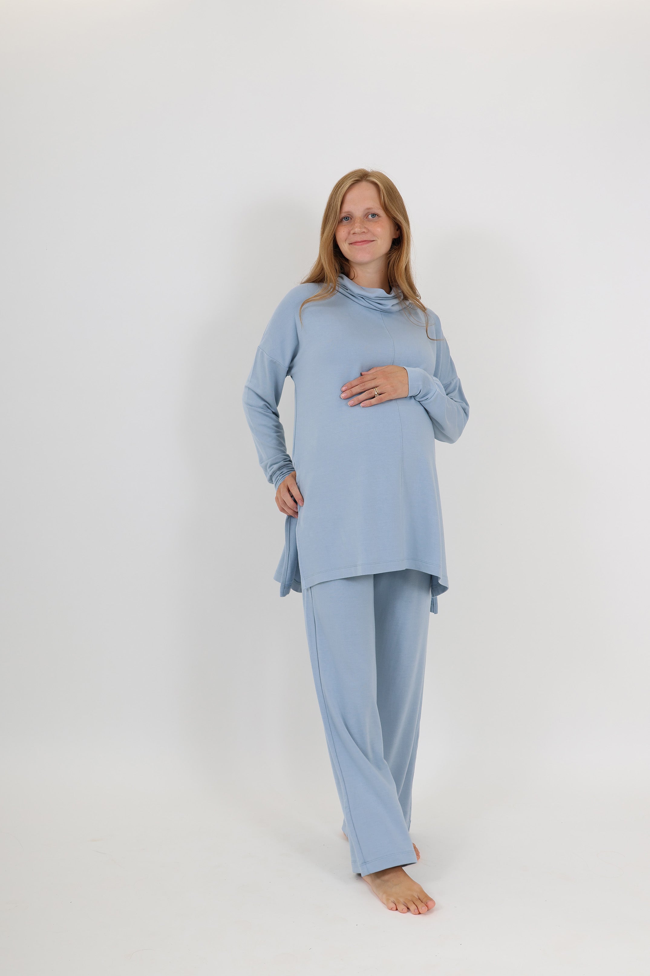 Ruby || Modal Spandex Maternity Loungewear Long Sleeve Cowl Top