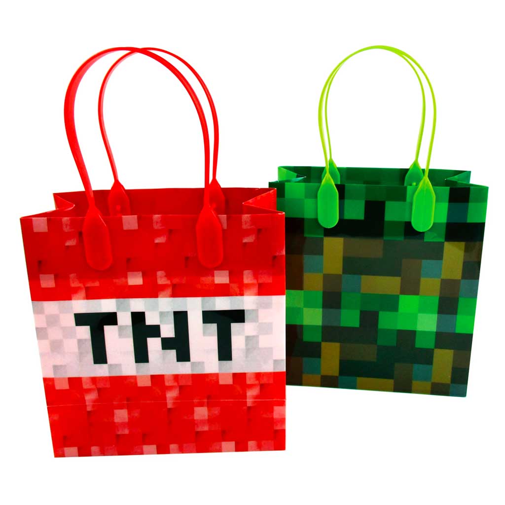 Pixels Miner Themed Party Favor Bags Treat Bags - Set Of 6 Or 12