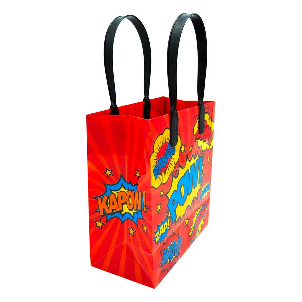 Superhero Text Party Favor Bags - Set Of 6 Or 12
