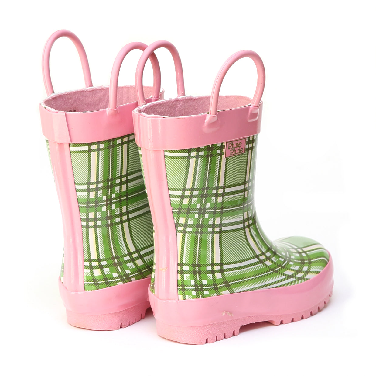 Green Plaid Rain Boot