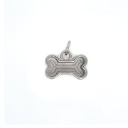 Silver Dog Bone Deep Closed Bezel Charm