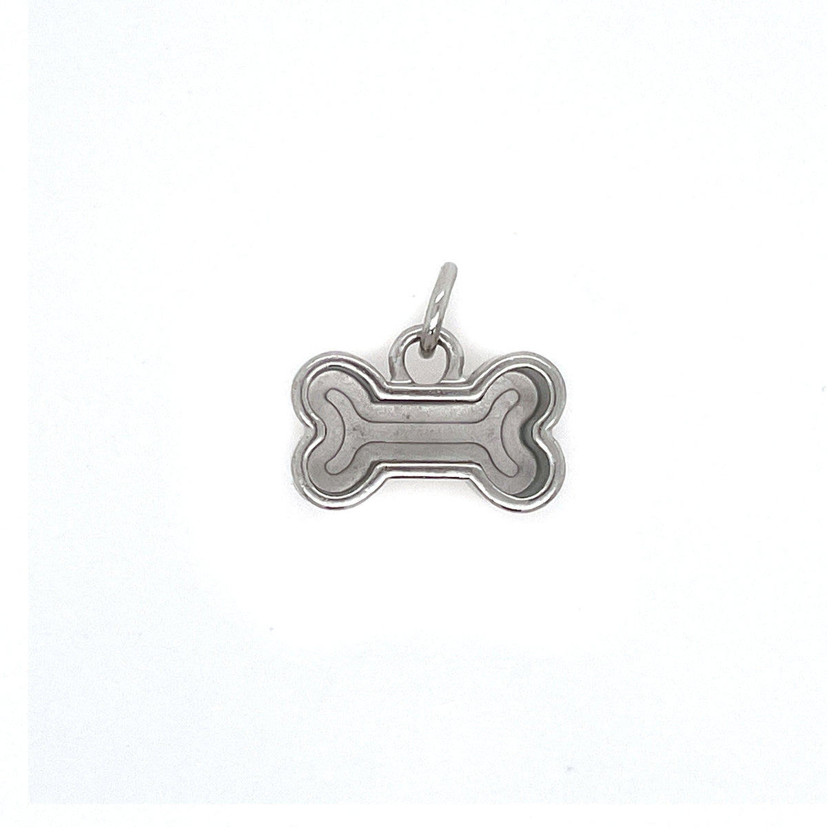 Silver Dog Bone Deep Closed Bezel Charm