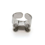 Silver Bone Deep Closed Bezel Ring