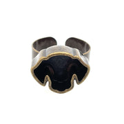 Copper Dog Head Deep Closed Bezel Ring