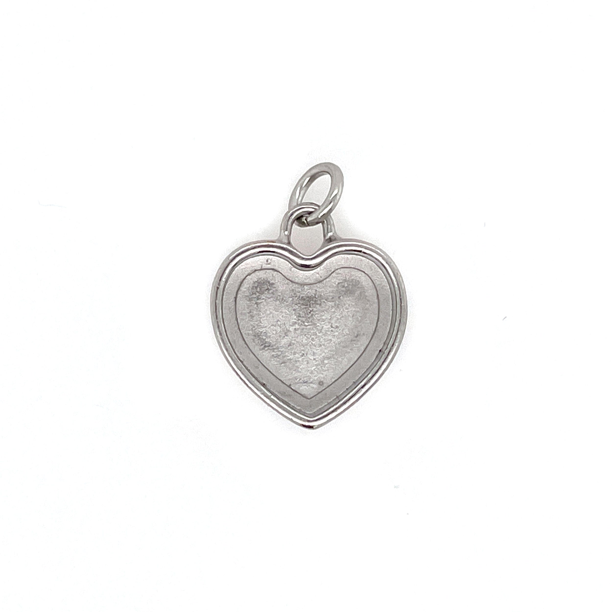 Silver Heart Deep Closed Bezel Charm