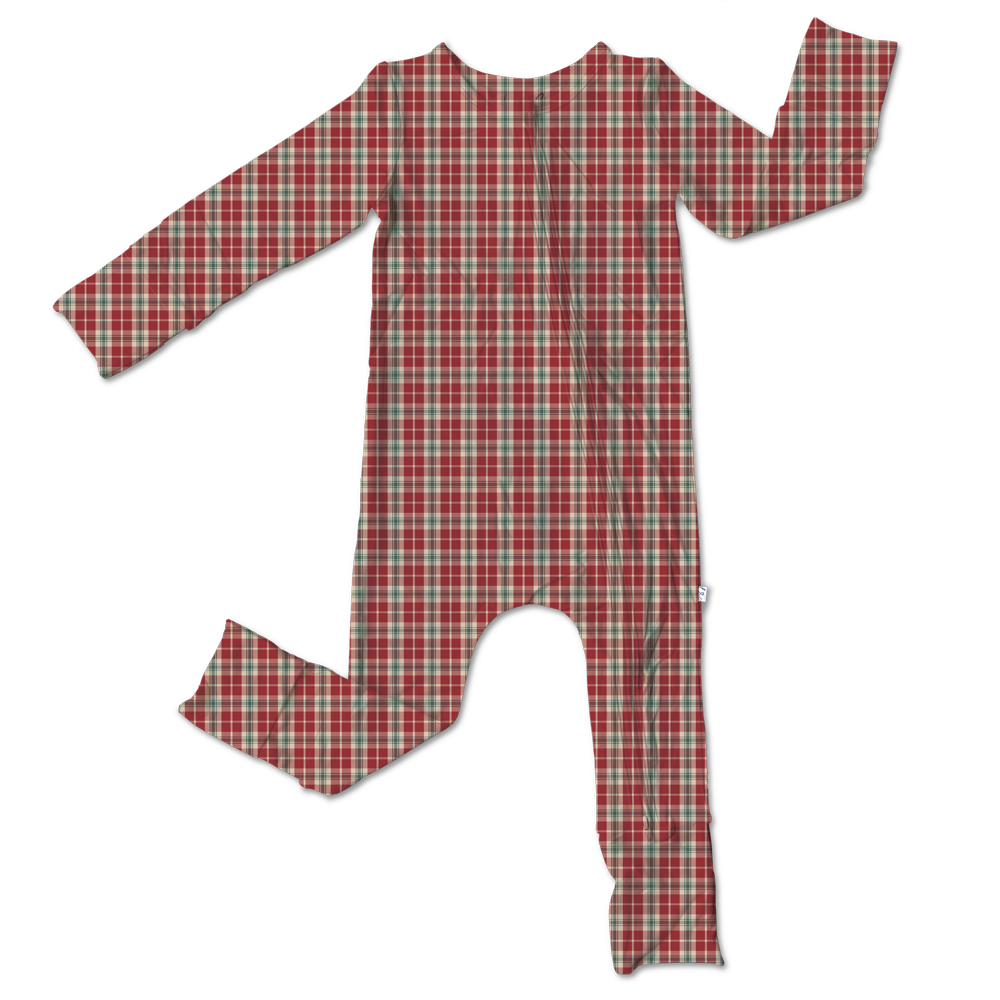 Red Plaid Bamboo Convertible Footie (pre-order)