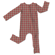 Red Plaid Bamboo Convertible Footie (pre-order)