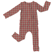 Red Plaid Bamboo Ruffle Convertible Footie (pre-order)