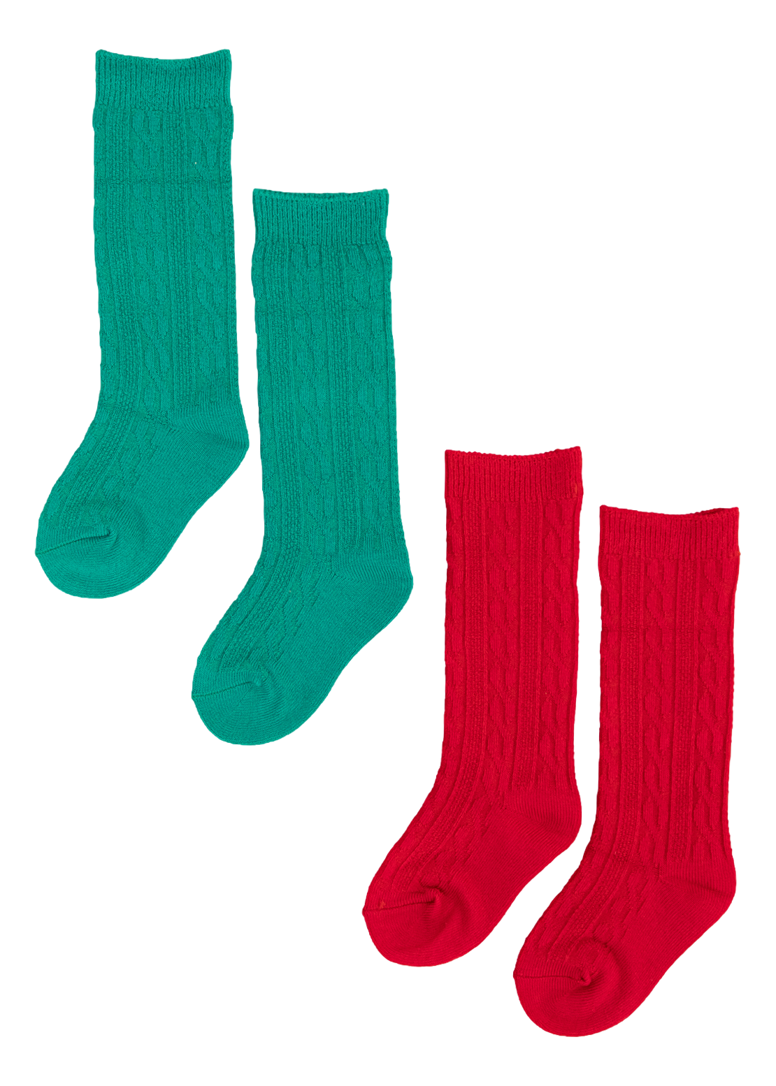 Knee-high Socks Set- Red And Green