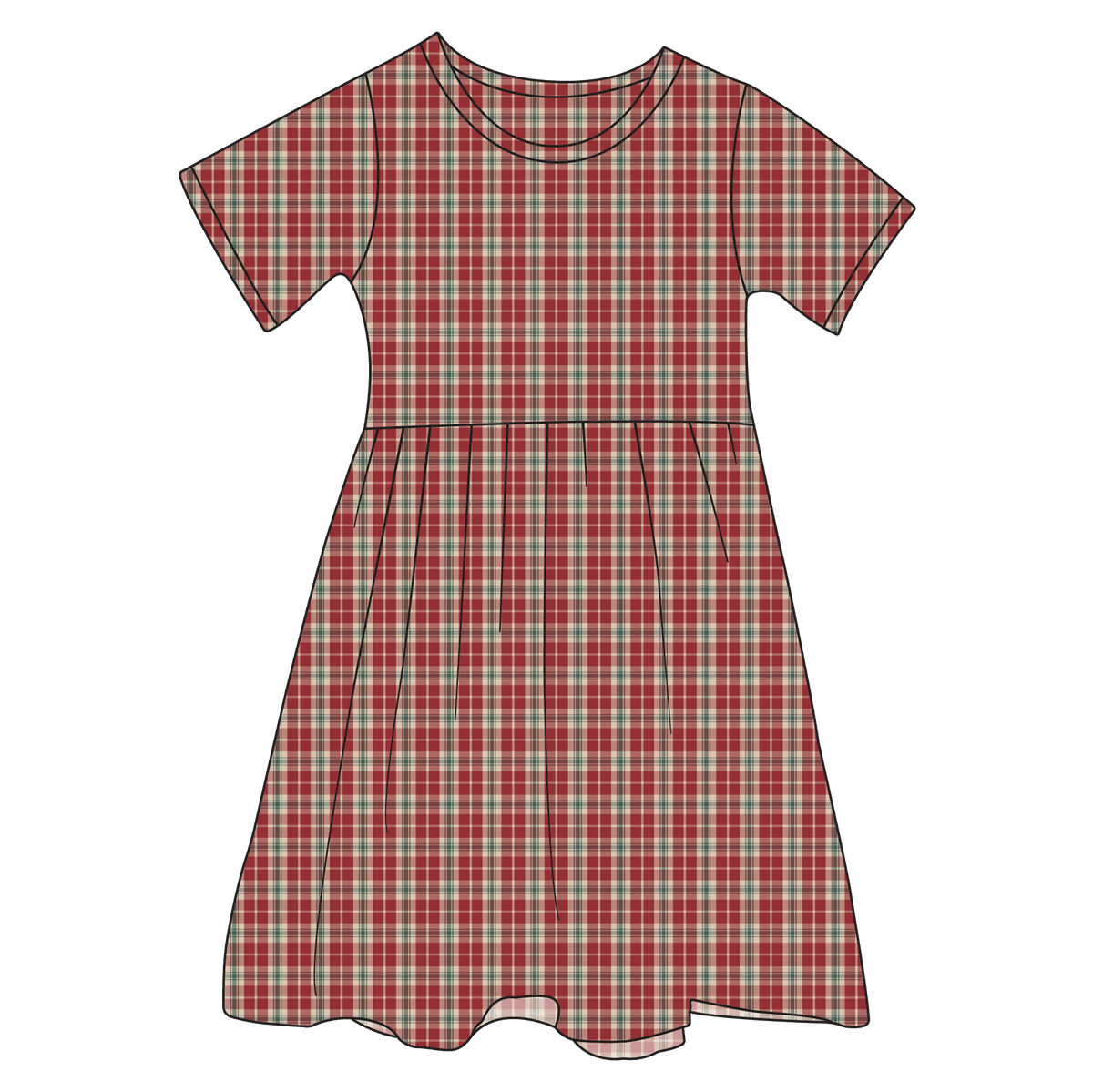 Red Plaid Bamboo Ruffle Spin Dress (pre-order)
