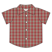 Red Plaid Bamboo Button Down Tee (pre-order)