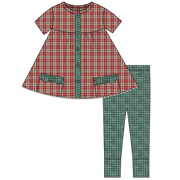 Red Plaid Short Sleeve Tunic + Legging Set (pre-order)