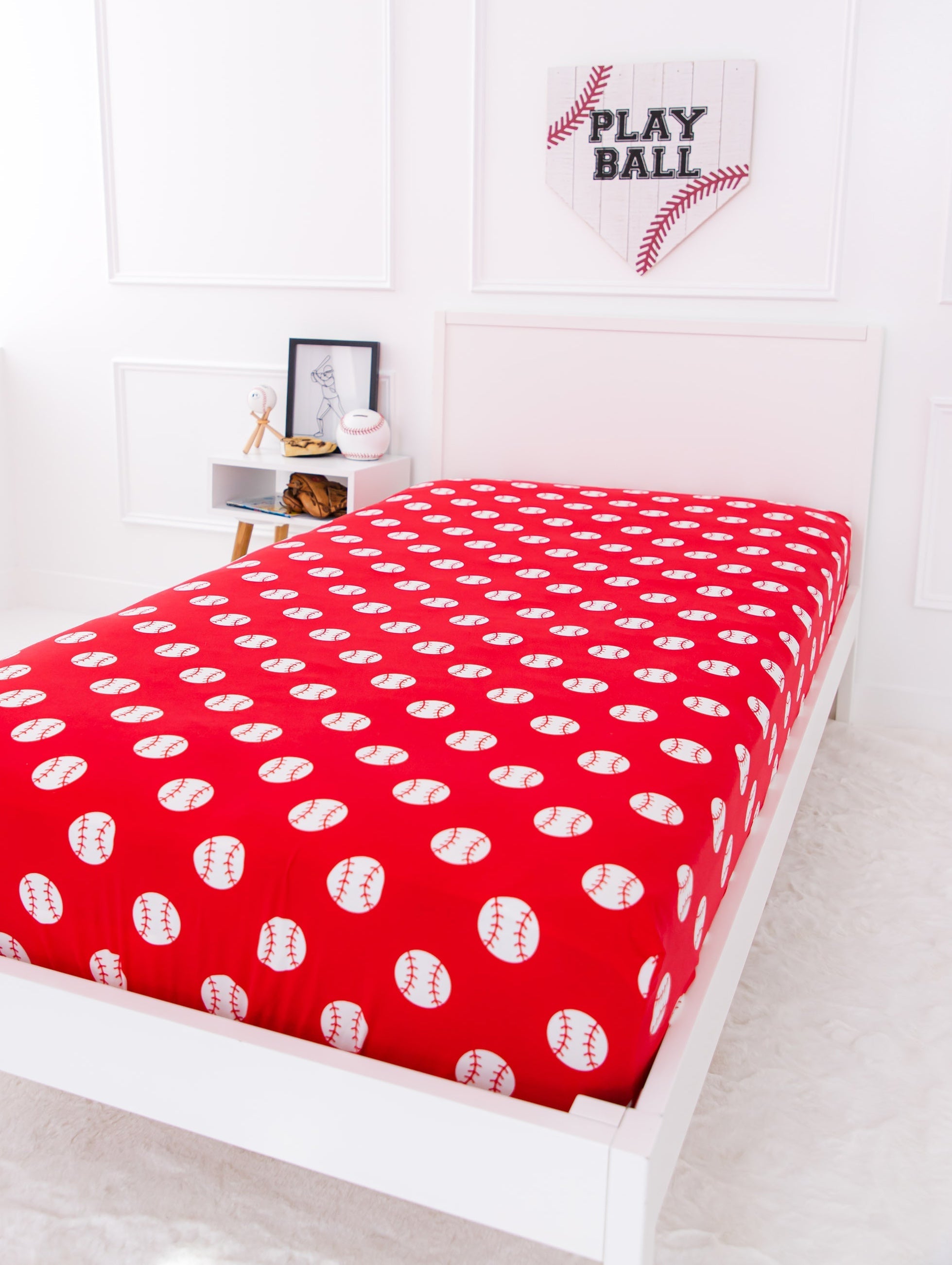 Baseball Twin Sheet- Red