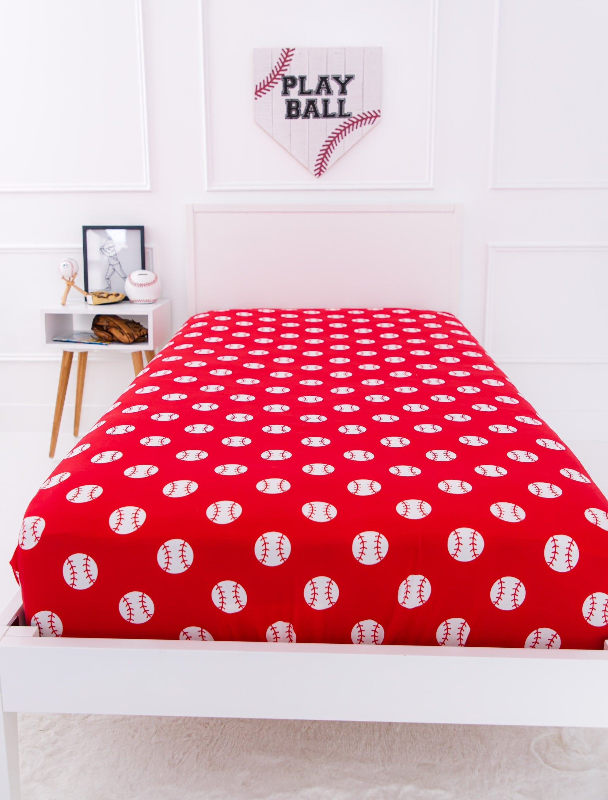 Baseball Twin Sheet- Red