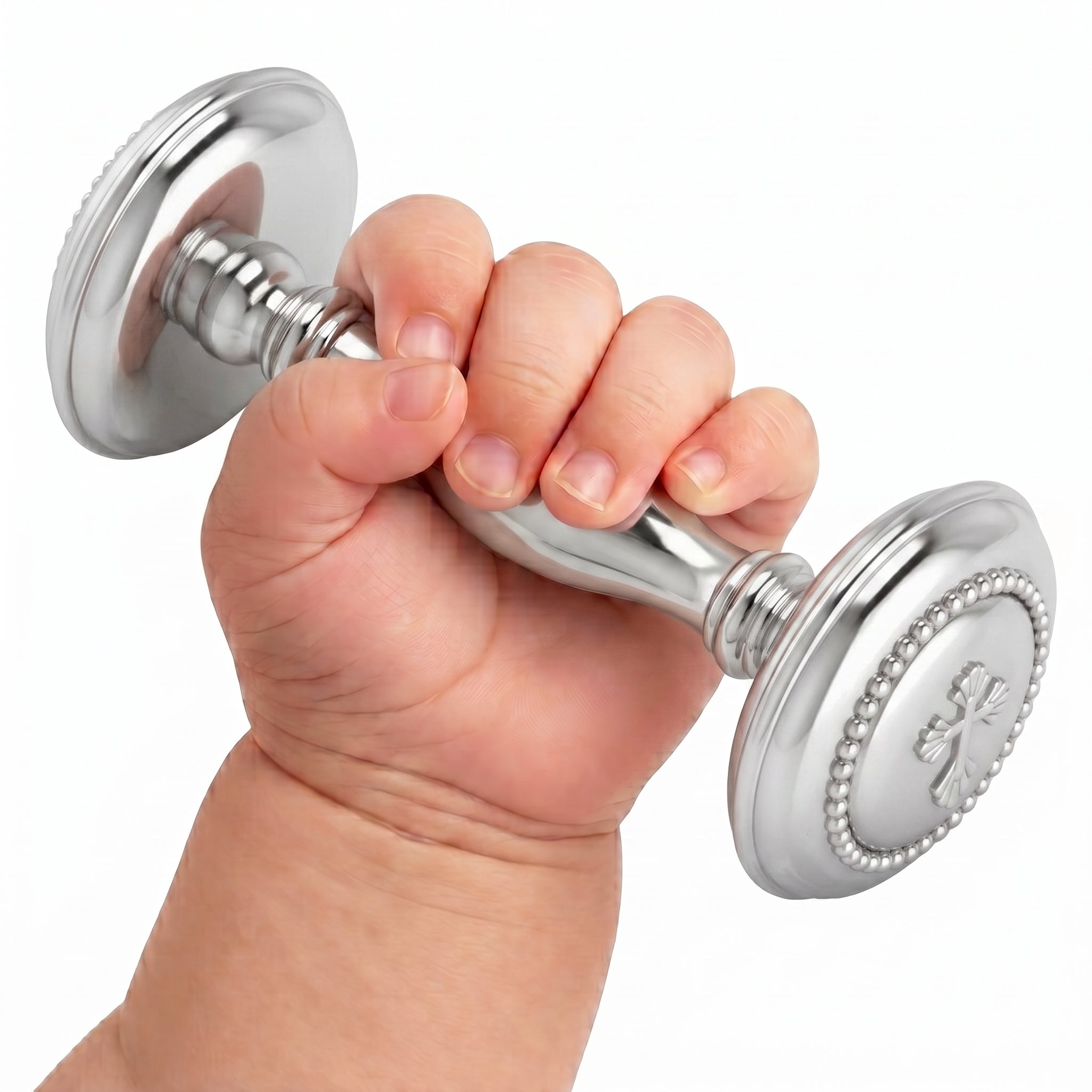 Krysaliis Sterling Silver Dumbbell - Beaded Cross