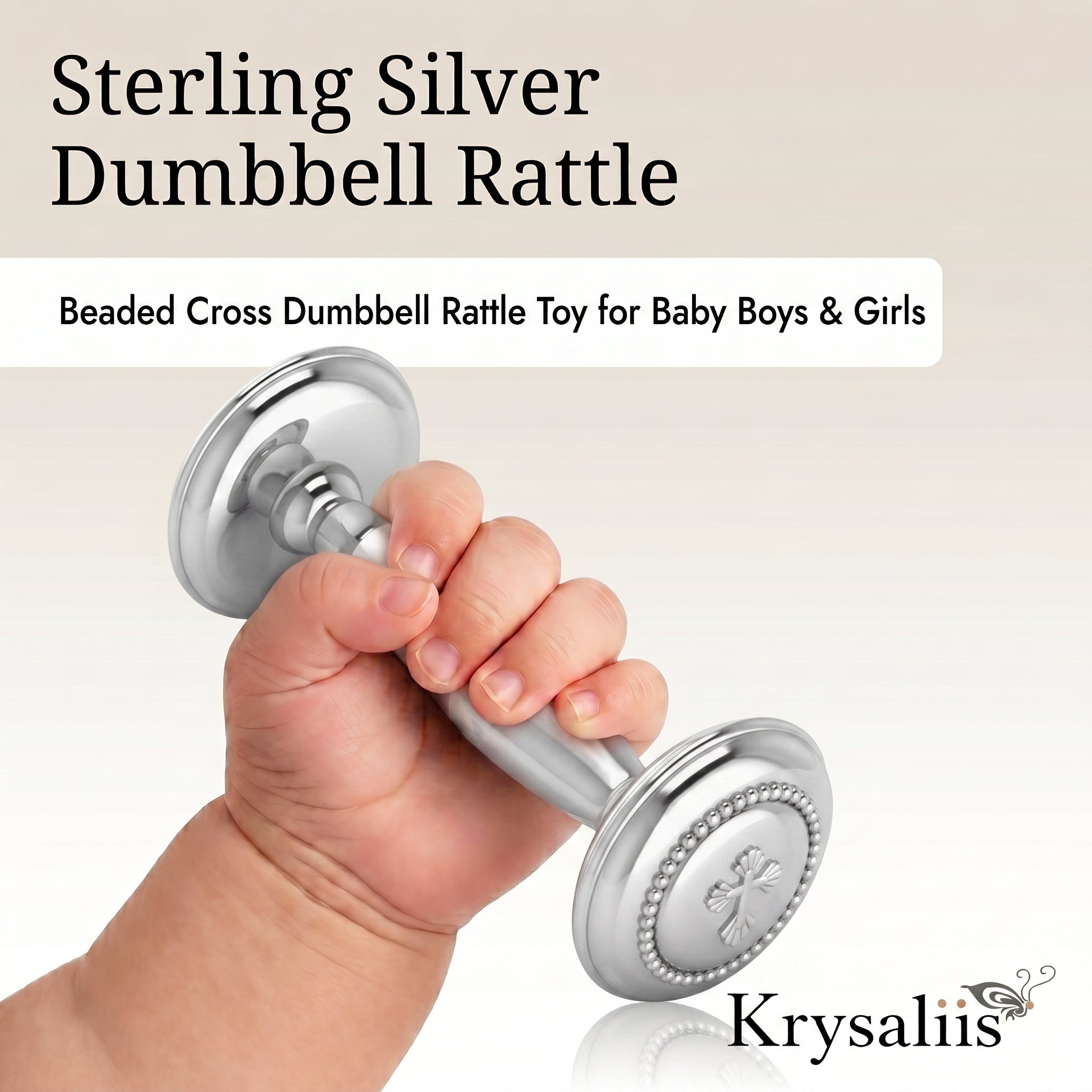 Krysaliis Sterling Silver Dumbbell - Beaded Cross