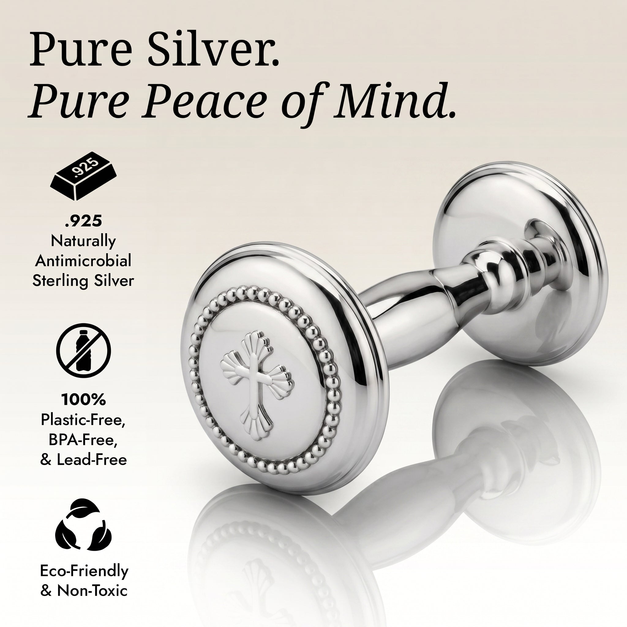 Krysaliis Sterling Silver Dumbbell - Beaded Cross