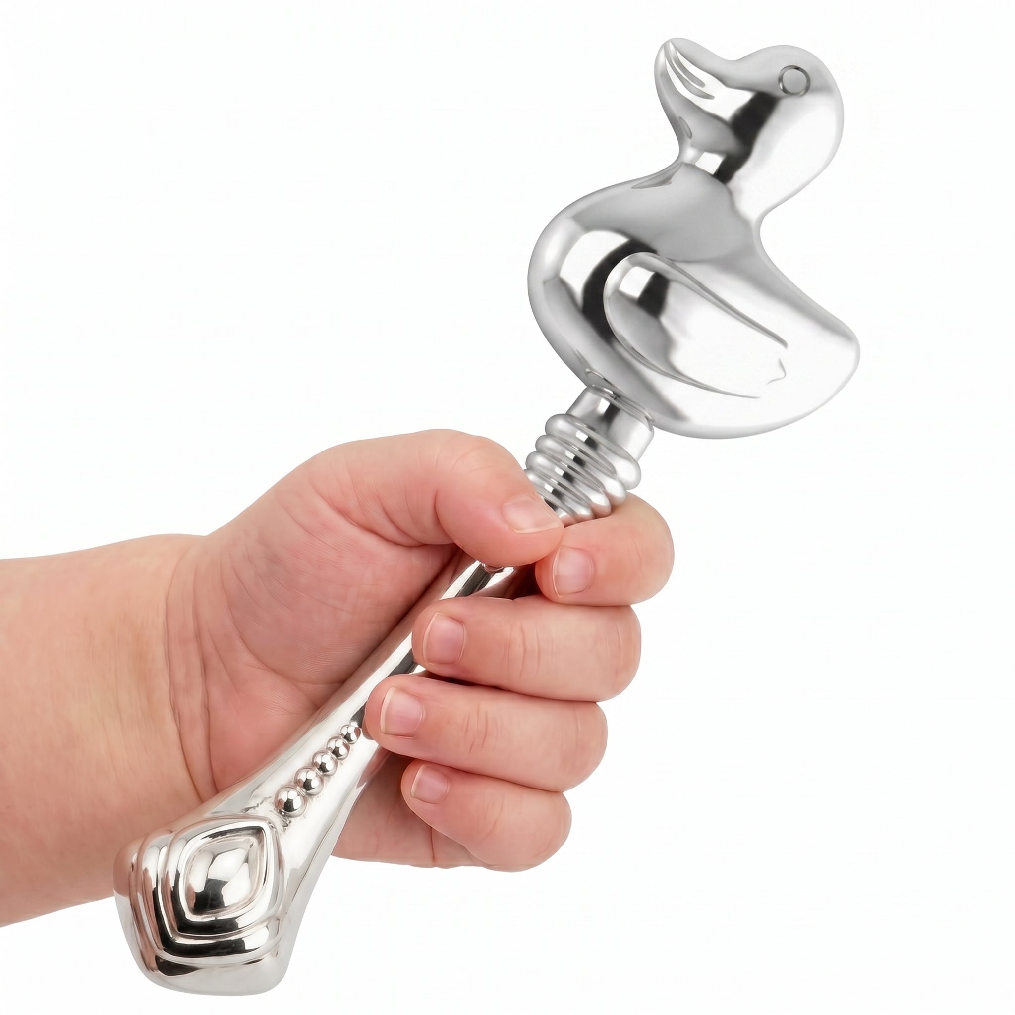Krysaliis Sterling Silver Baby Rattle - Duck