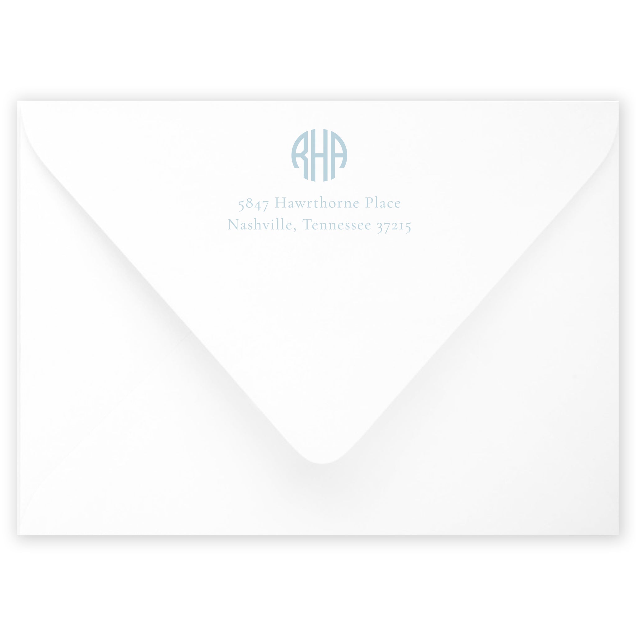 Pale Blue Round Monogram Invitation