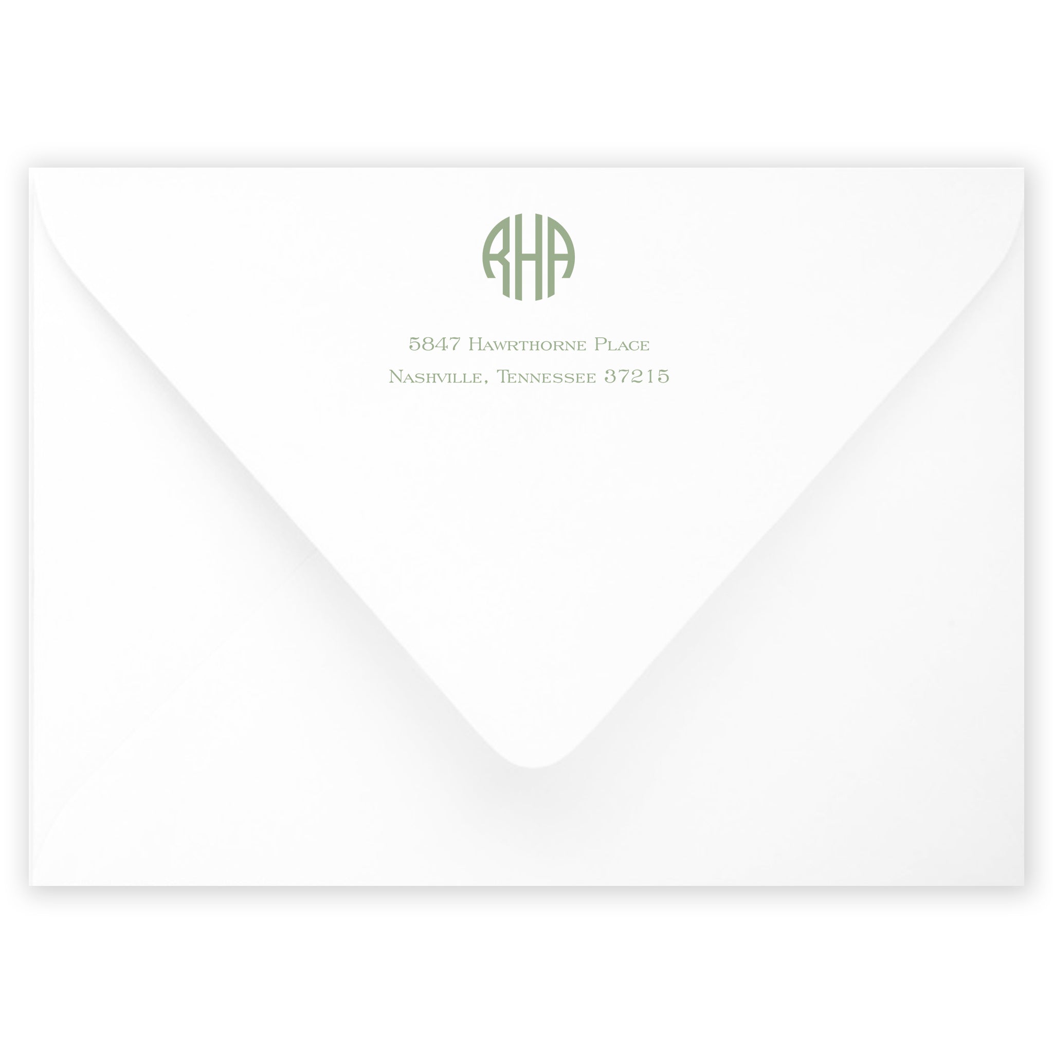 Sage Round Monogram Invitation