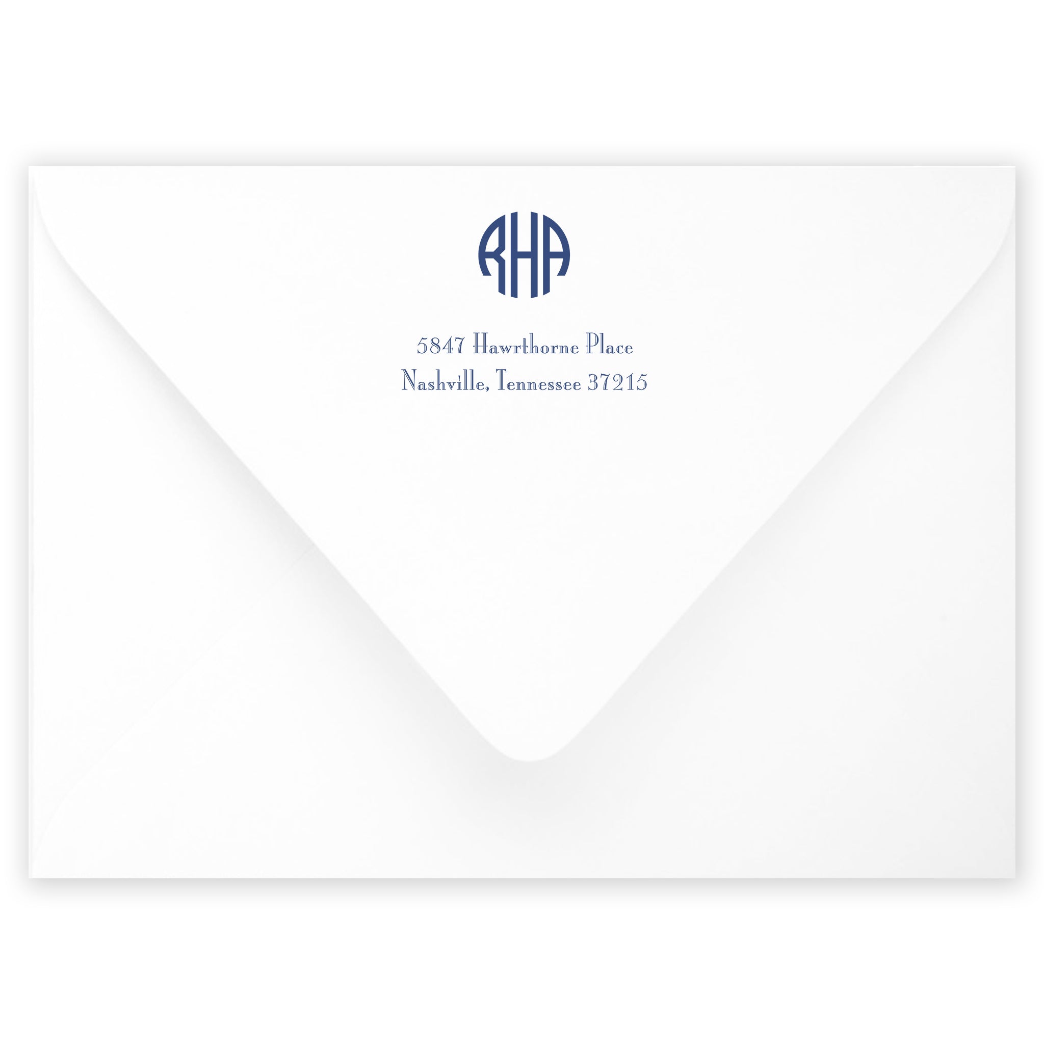 Navy Round Monogram Invitation