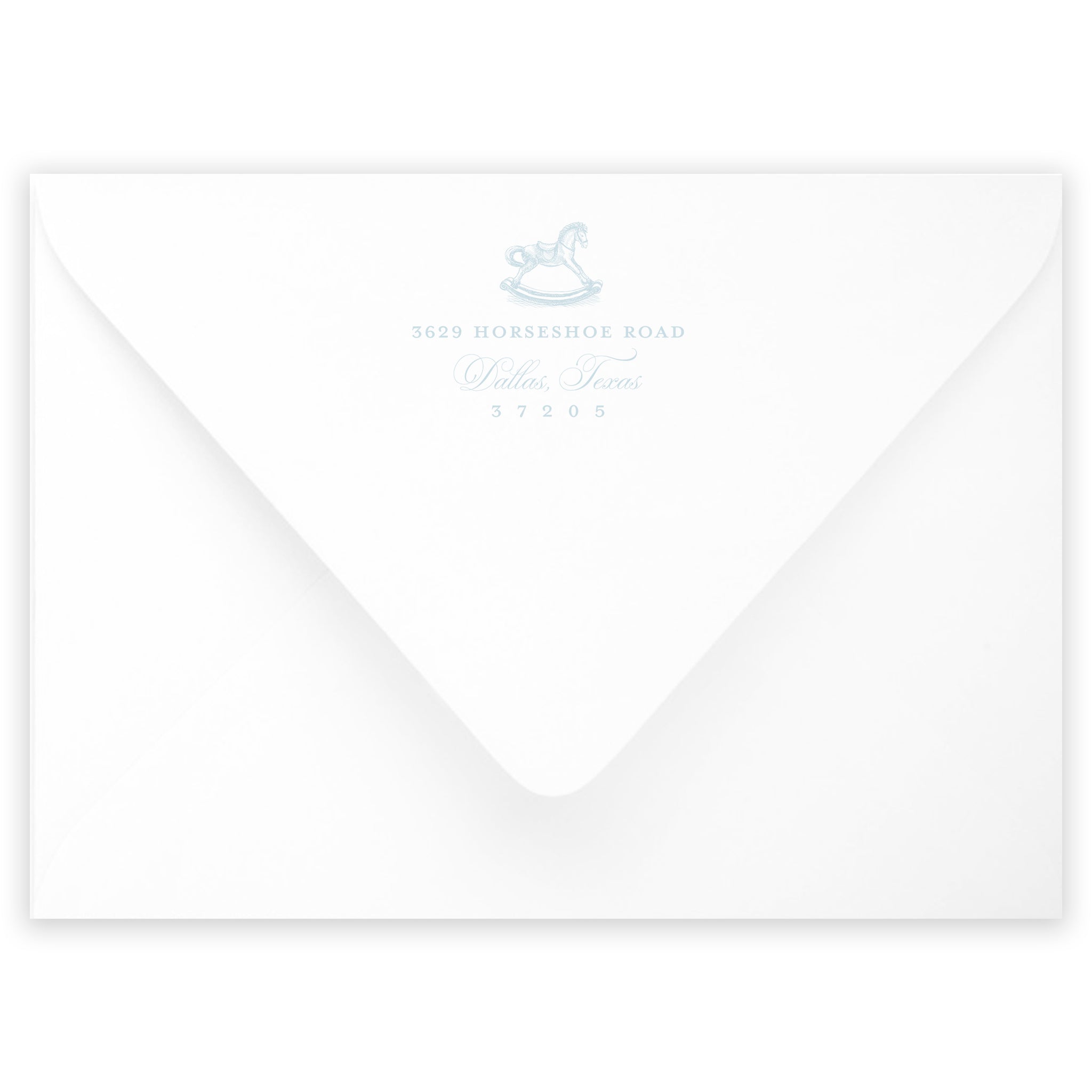 Blue Rocking Horse Birth Announcement