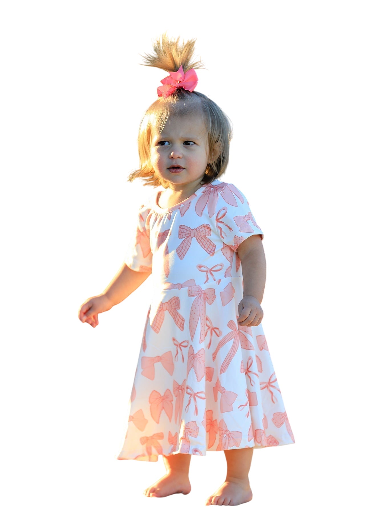 Girls Dress Bow Print