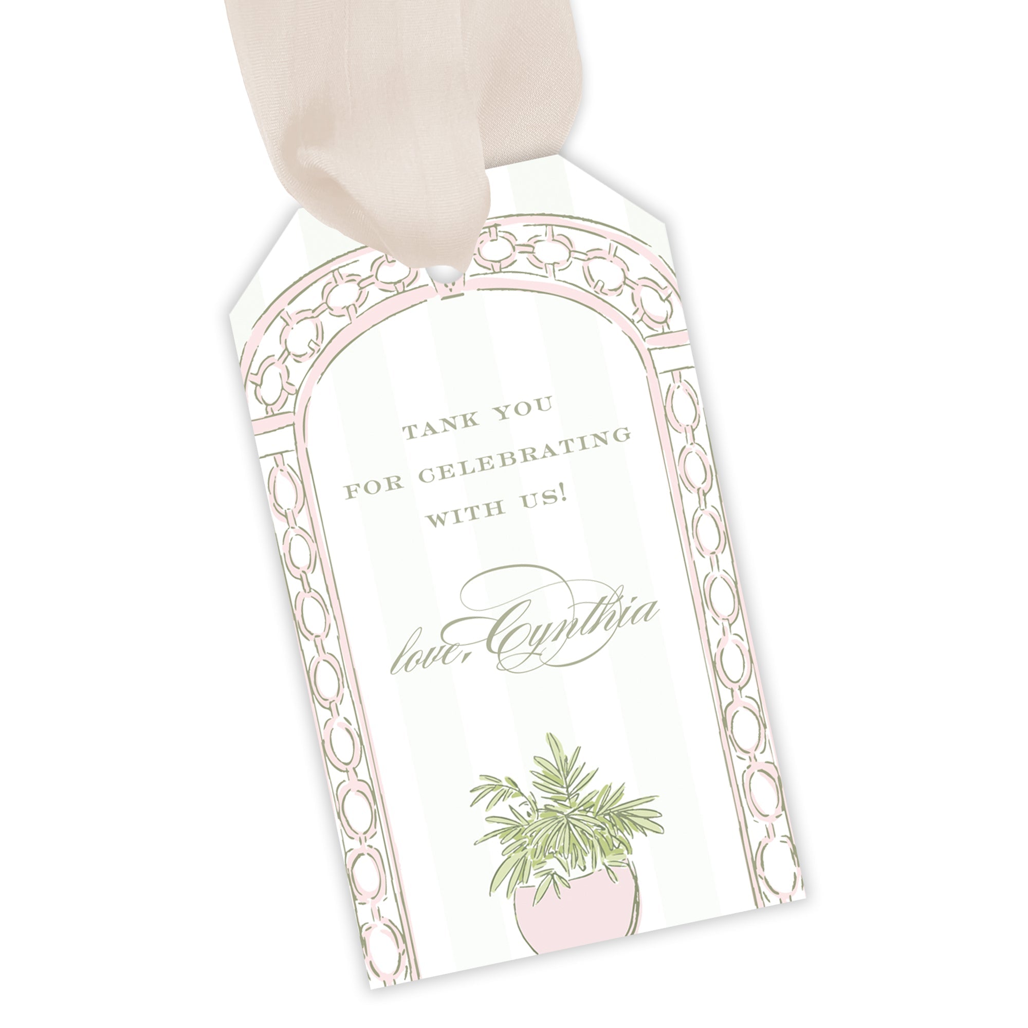 Pink Trellis Party Favor Tag