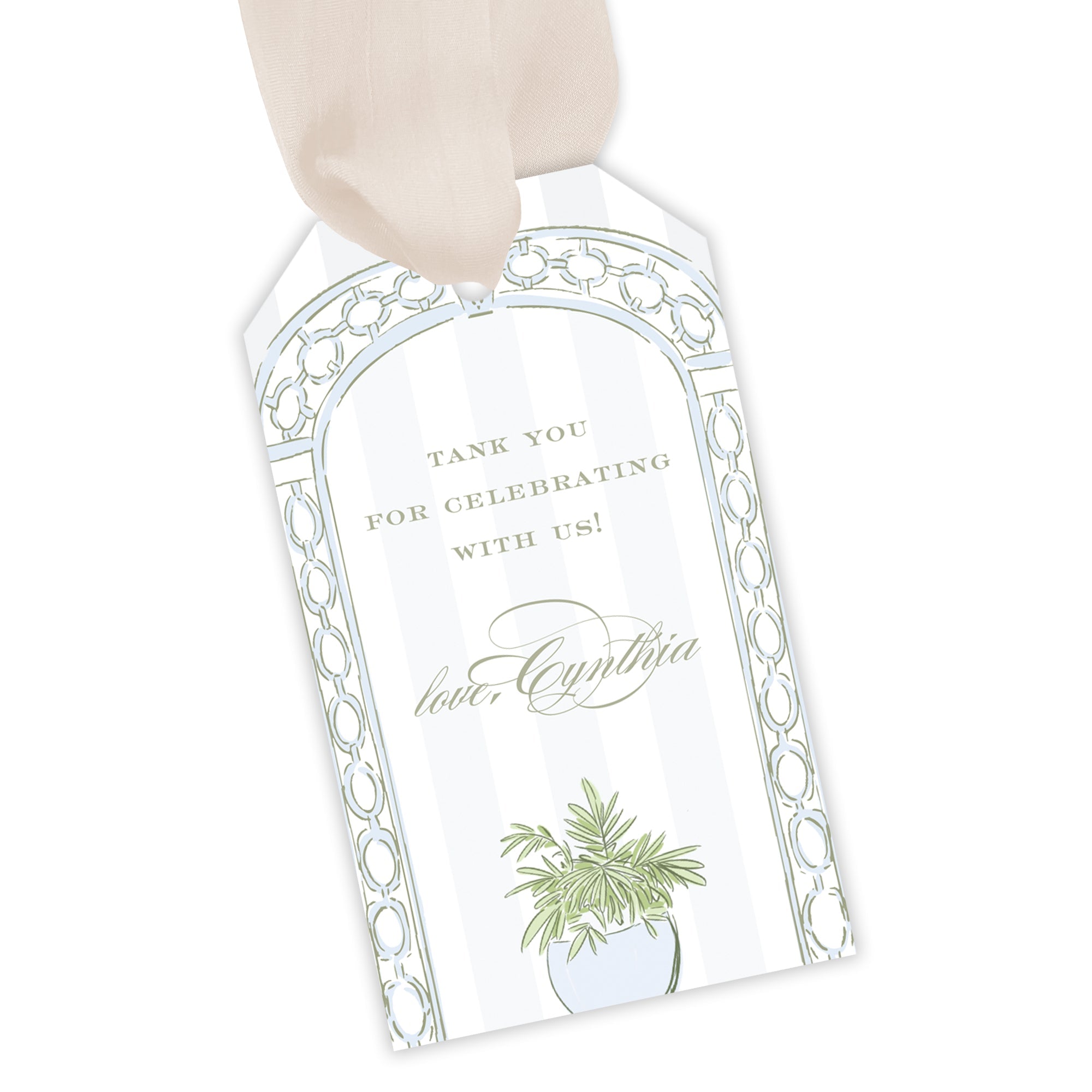 Blue Trellis Party Favor Tag