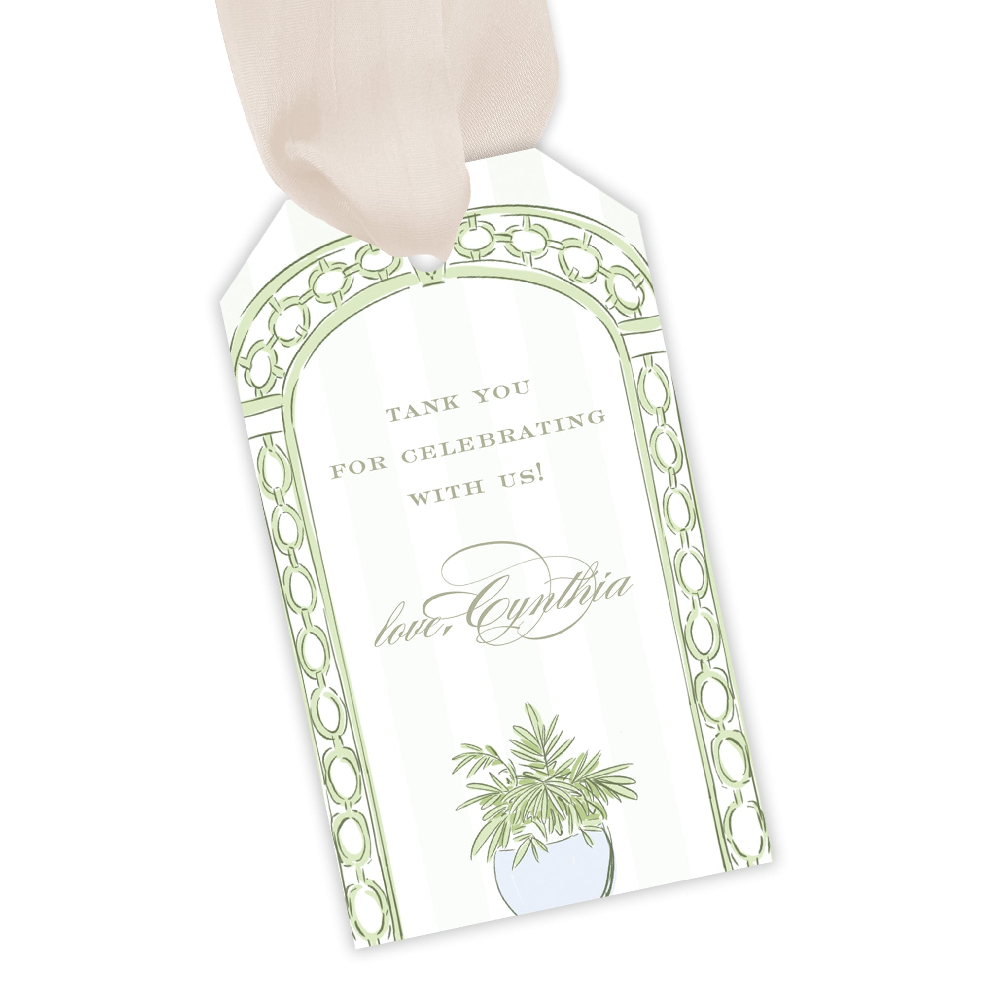 Green Trellis Party Favor Tag