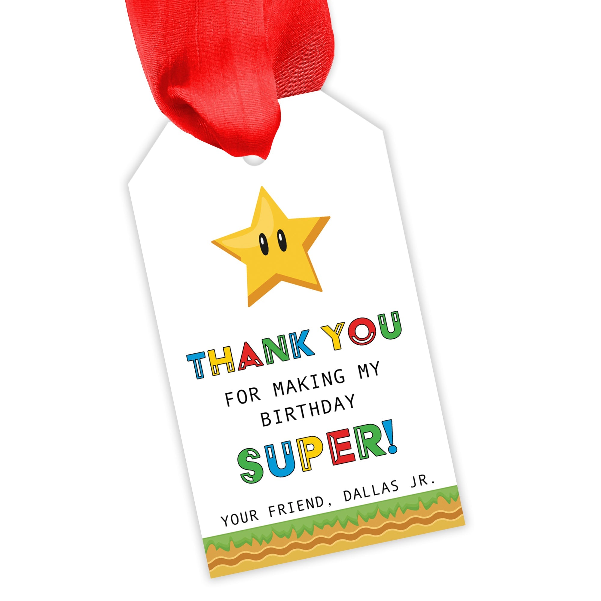 Super Mario Party Favor Tag
