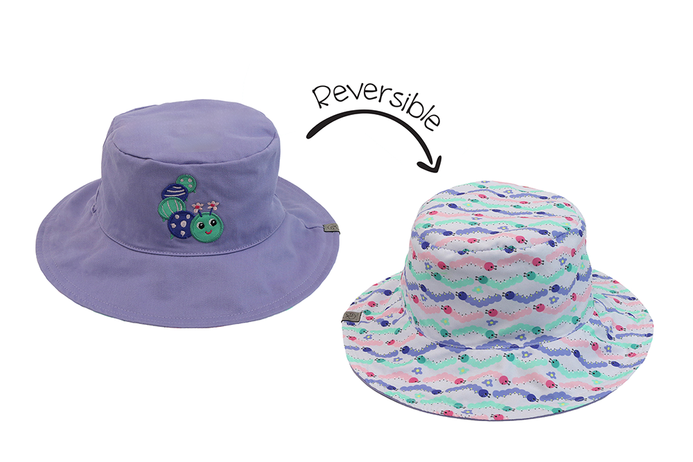 Baby/kids Reversible Mixed Sun Hat - Caterpillar