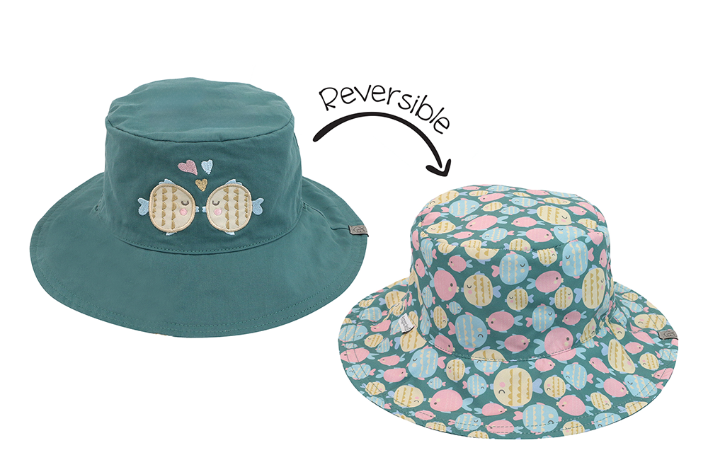 Baby/kids Reversible Mixed Sun Hat - Kissing Fish