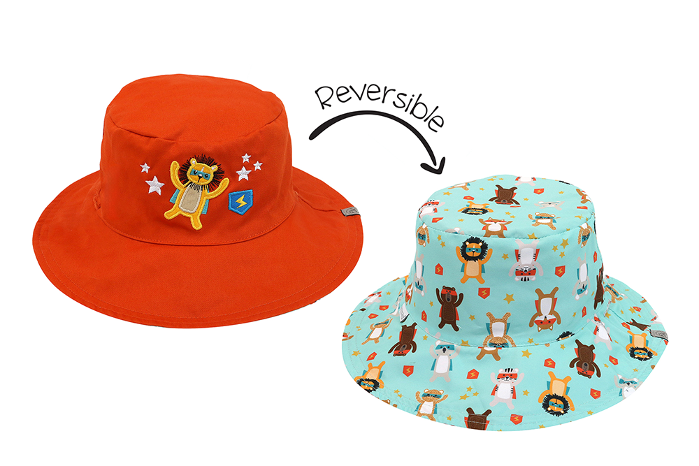 Baby/kids Reversible Mixed Sun Hat - Animal Superhero
