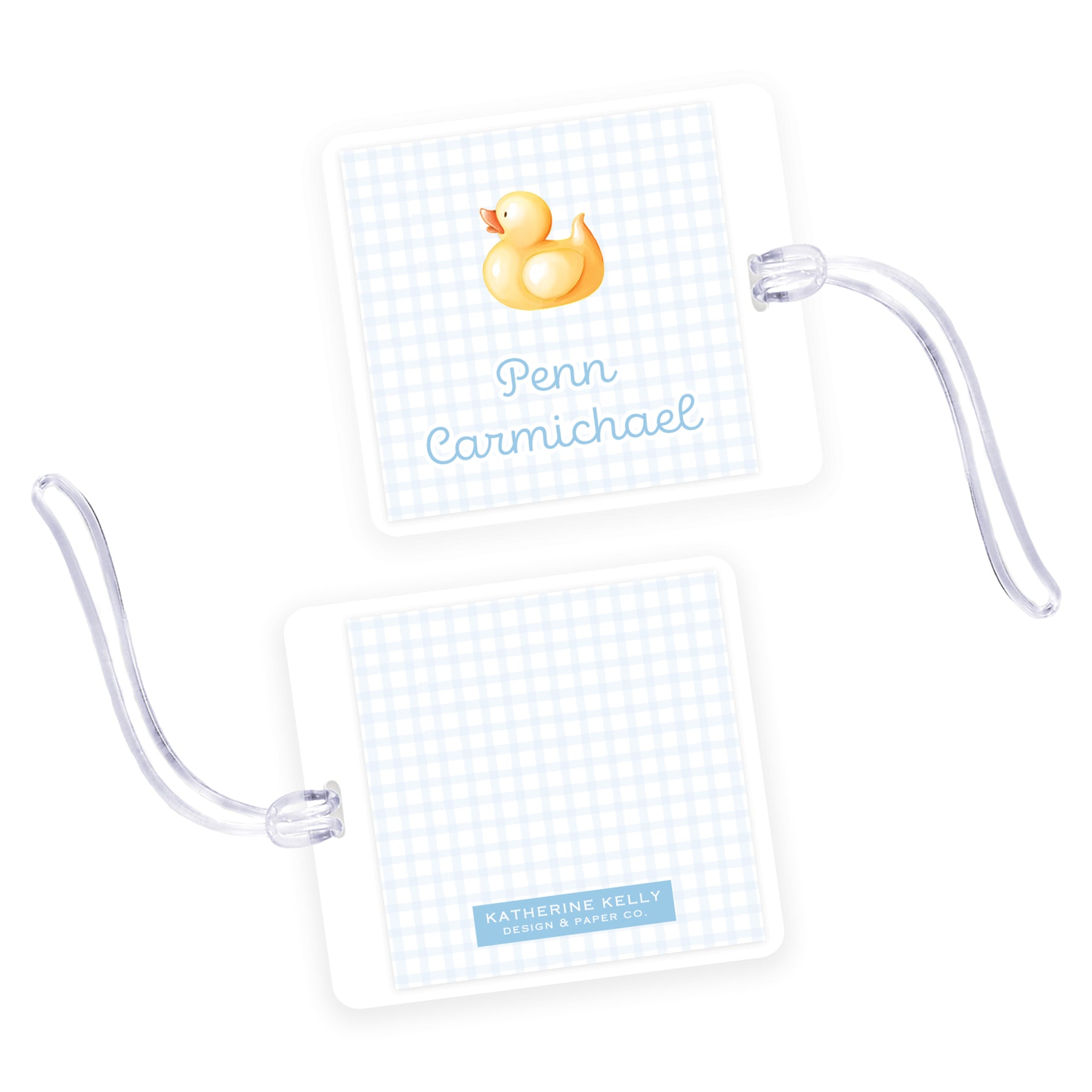 Blue Rubber Ducky Square Laminated Bag Tag
