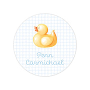 Blue Rubber Ducky Round Vinyl School Labels