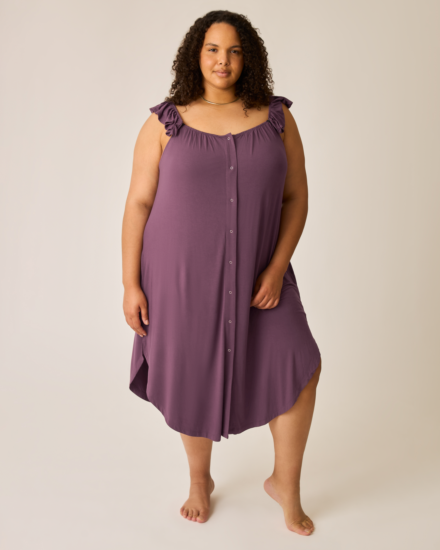 Ruffle Strap Labor & Delivery Gown | Burgundy Plum