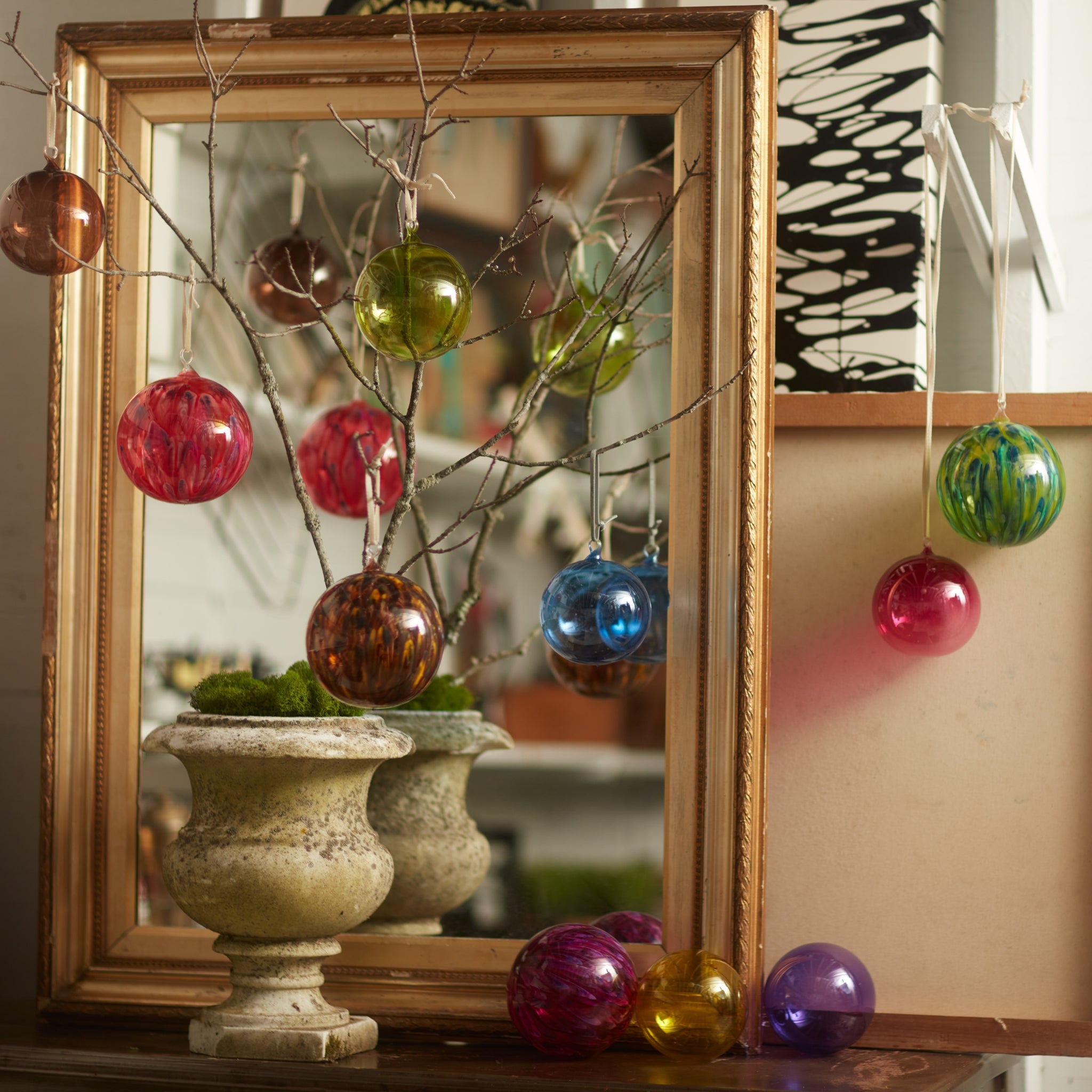 Glass Bubble Balls, Chocolate, Set Of Three