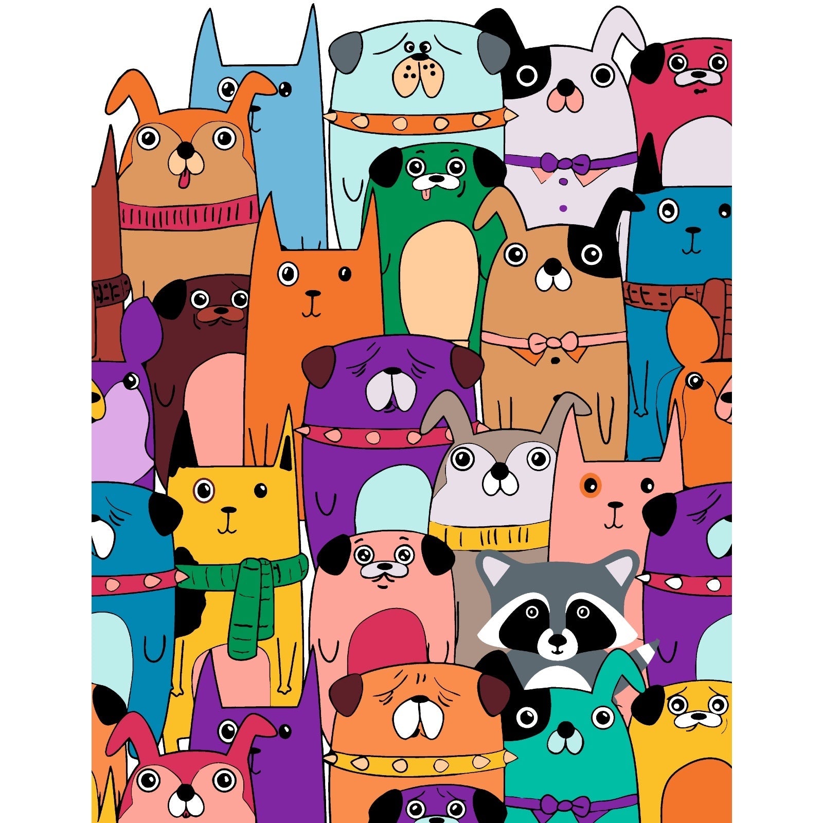Raccoon Among Friends – Paint By Numbers Kit | Artwille | 14x18 Inch Canvas