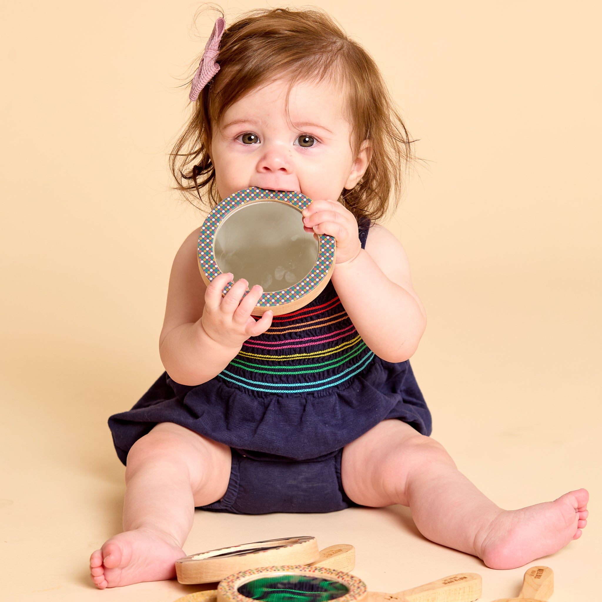 Printed Raccoon Single-piece Rattle And Matching Mirror