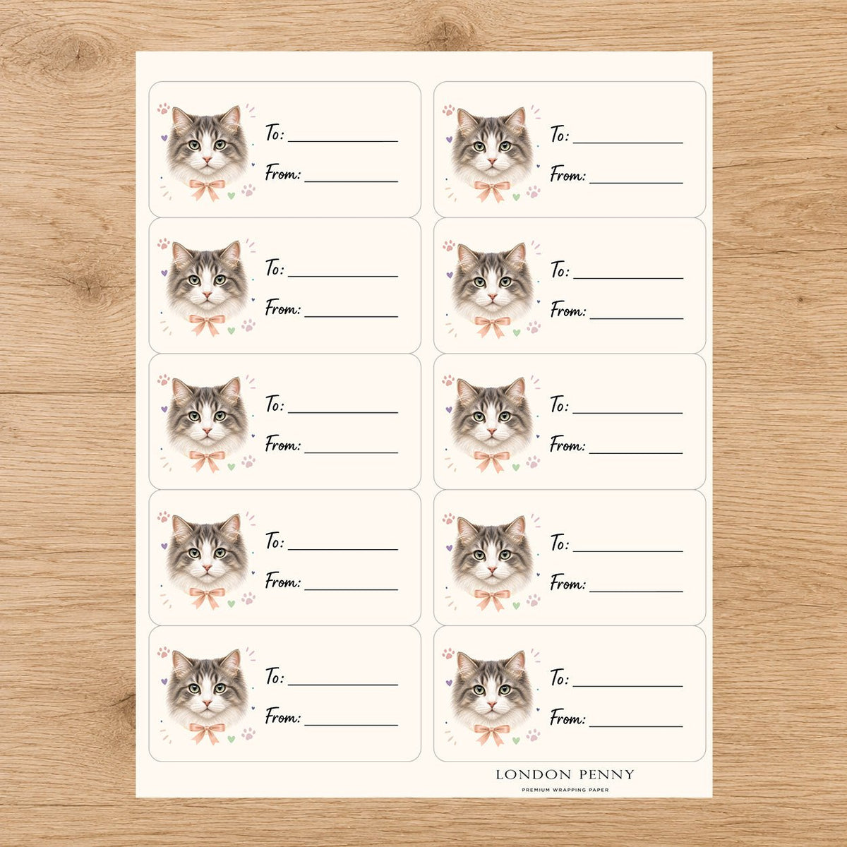 Ragamuffin Purrfectly Yours Gift Tag Sticker Sheet