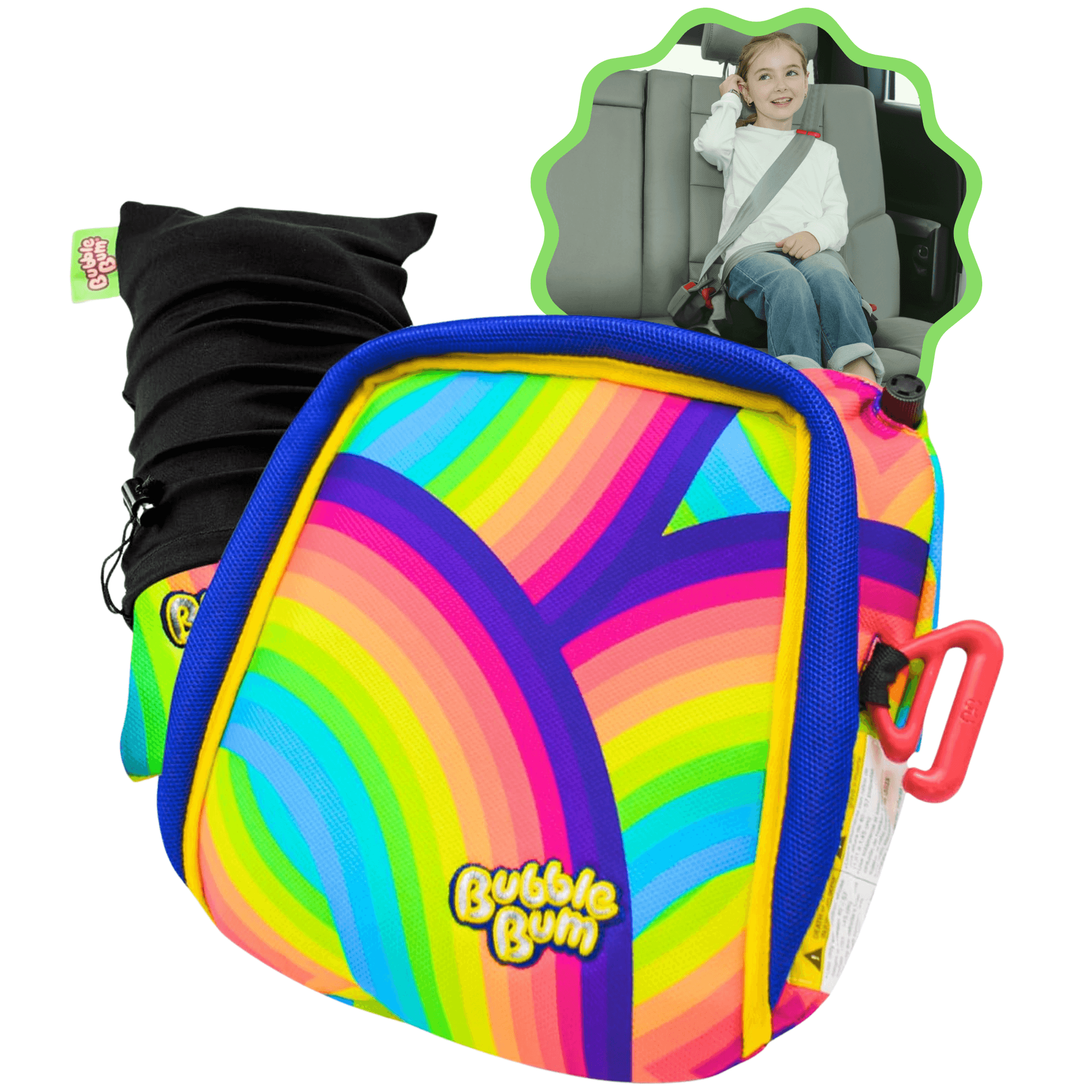 Bubblebum Inflatable Car Booster Seat - Travel Booster Seat - Rainbow Style ✔️